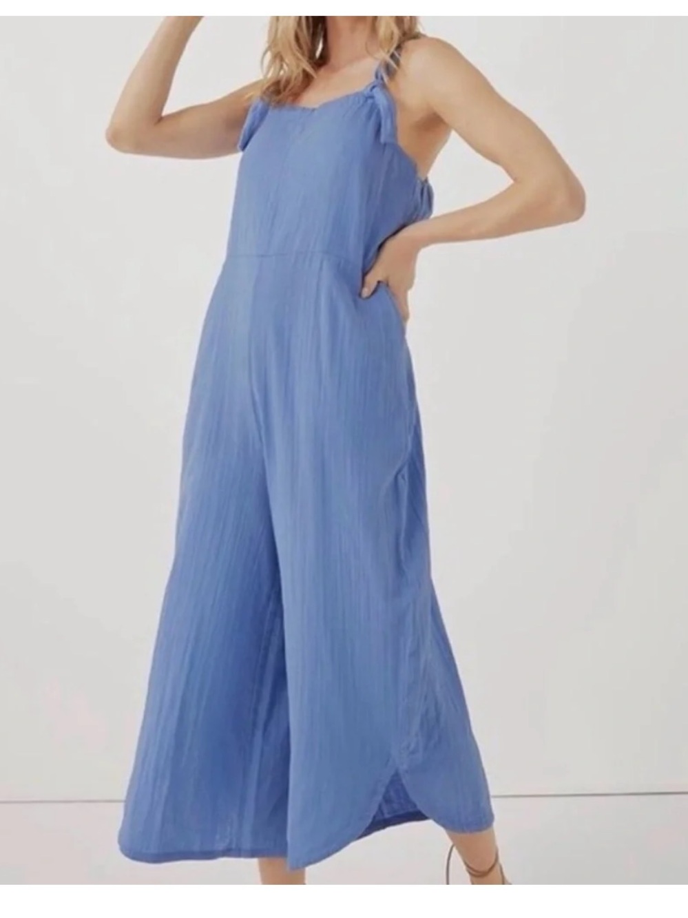 Pact Cornflower Blue Wide-Leg Jumpsuit